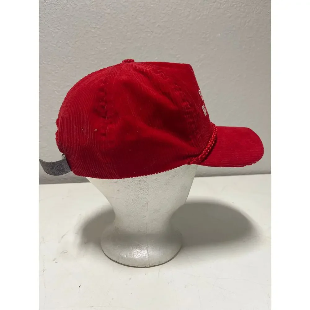 Vintage “Big Sur Waterbeds” Imperial Headwear Corduroy Snapback Red Hat USA